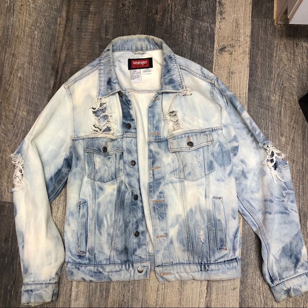 Wrangler custom bleached/distressed jean jacket